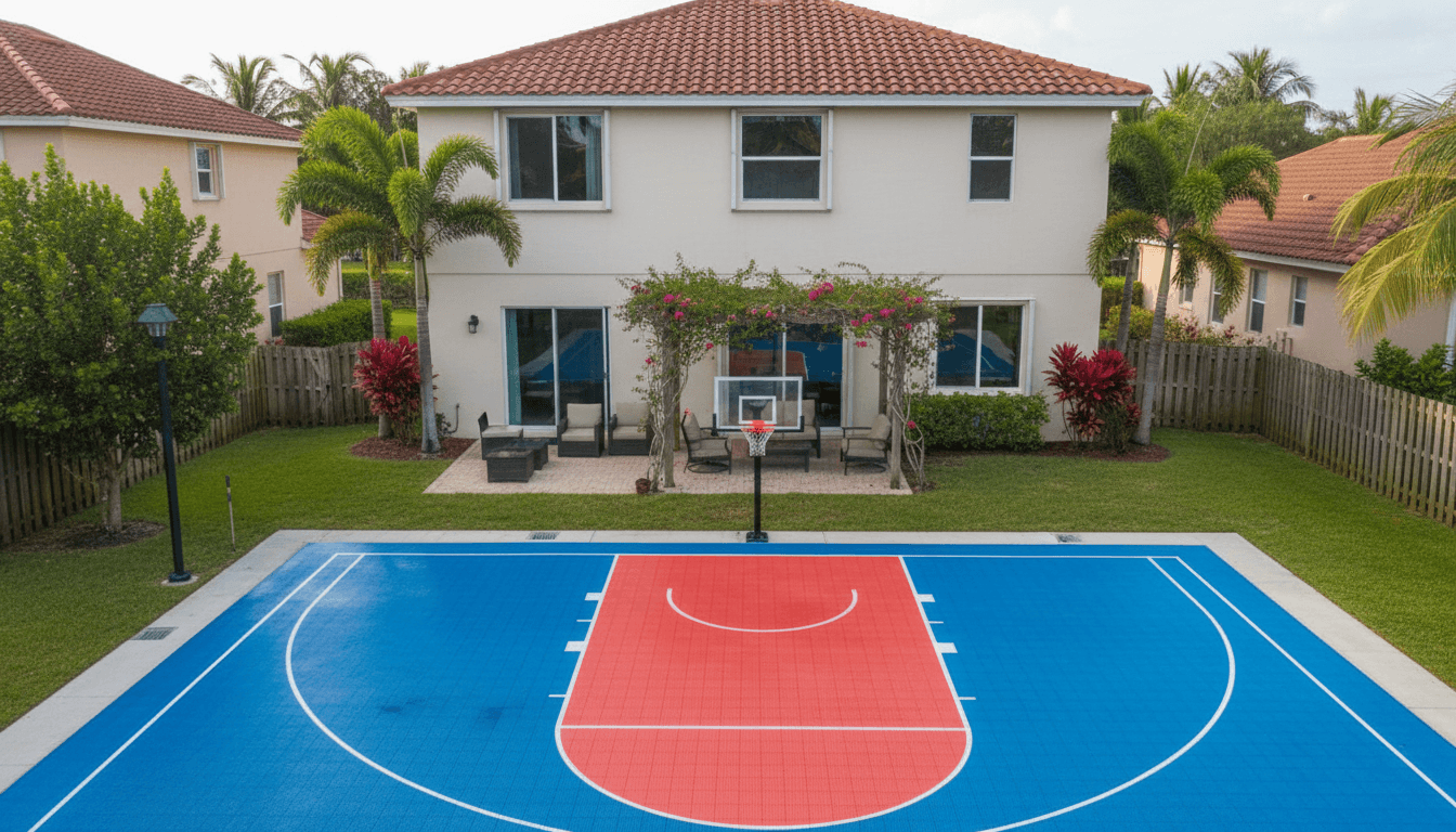 A completed sports court builder job at a house